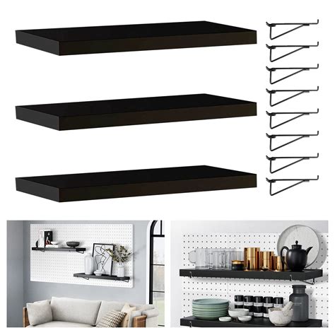 Buy Pegboard Shelves Black, 3 Pack Pegboard Shelf Brackets with Metal ...