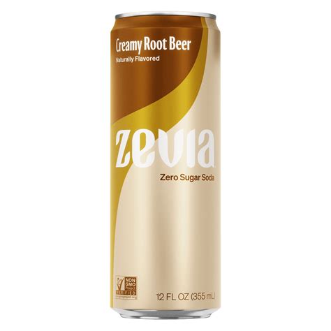 Zevia Zero Sugar, 0 Calorie Sleek Soda Can, Creamy Root Beer, 12 fl oz ...