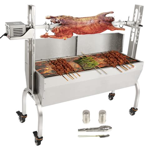 VEVOR Stainless Steel Rotisserie Grill with Windscreen, BBQ Whole Pig ...