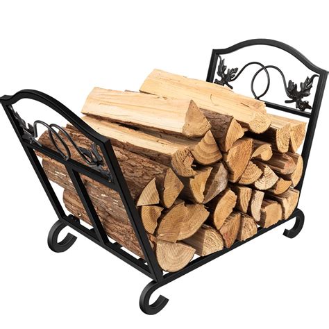 Fireplace Log Holder Wrought Iron Indoor Fire Wood Stove Stacking Rack ...