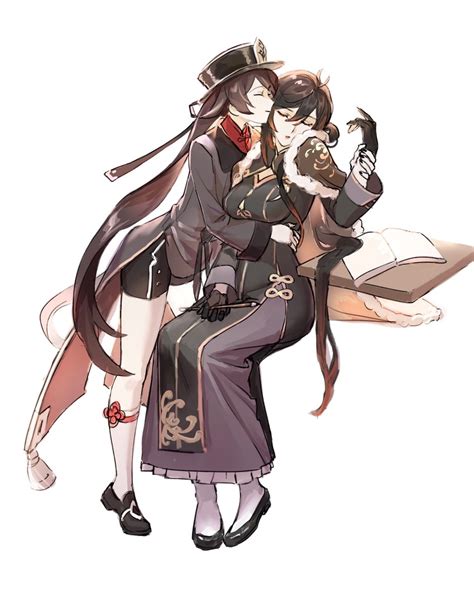 hu tao and zhongli (genshin impact) drawn by rikuluuu | Danbooru