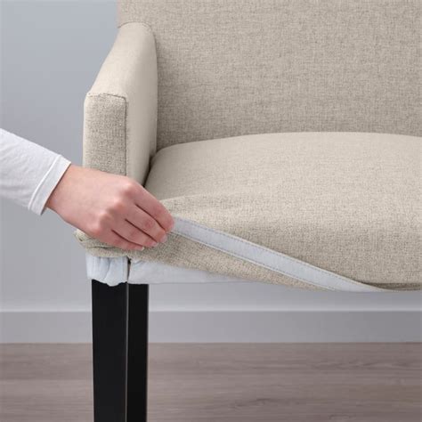 MÅRENÄS chair with armrests, black/Gunnared beige - IKEA