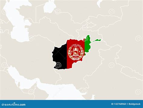 Asia with Highlighted Afghanistan Map Stock Vector - Illustration of ...