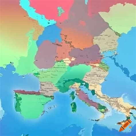 Upside-down map of europe on Craiyon