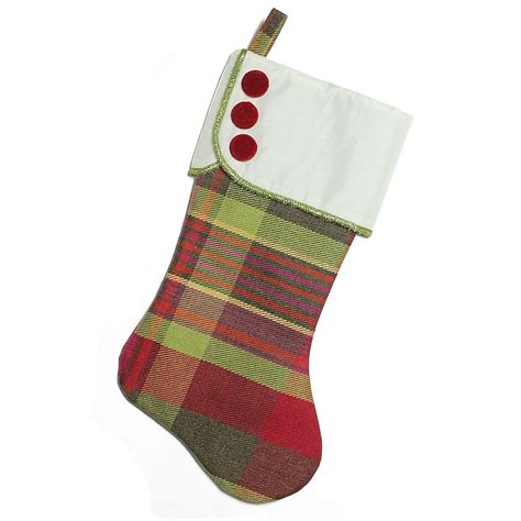 Northlight 19 inch Multi-Color Plaid Christmas Stocking with Green and ...