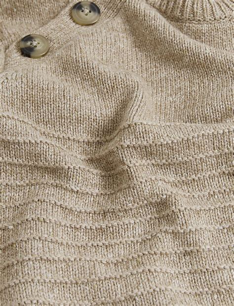Buy Textured Button Detail Jumper with Wool at Marks & Spencer