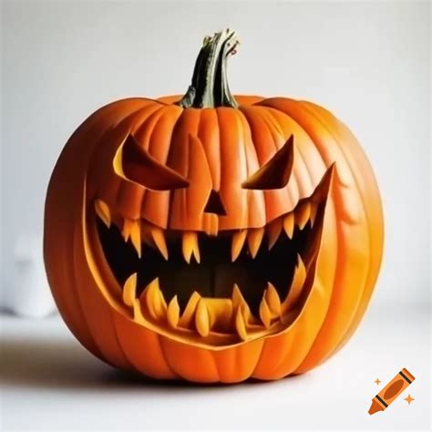 Scary halloween pumpkin with a menacing face on Craiyon