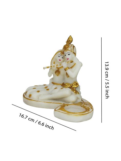 Buy | Gold-Toned and White Radha Krishna Idol with Tealight Candle ...