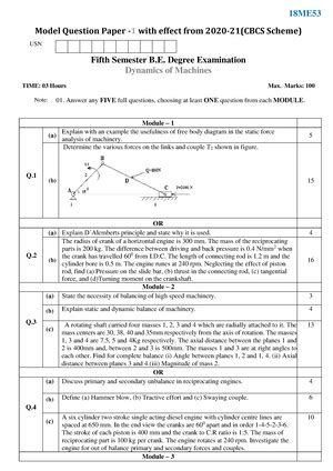 DOM qp - Question Papers - Dynamics of Machines - Studocu