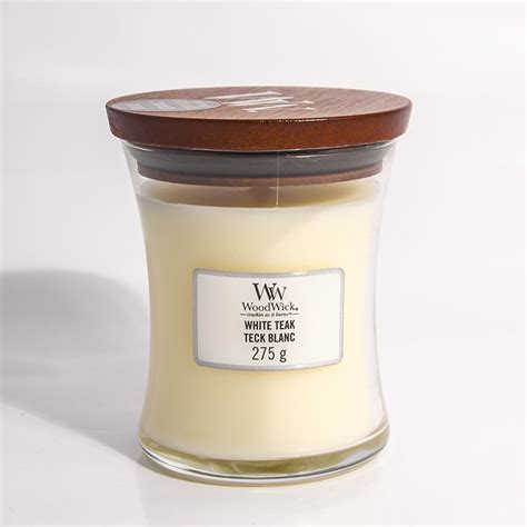 WoodWick White Teak glass medium | ExcaliburShop