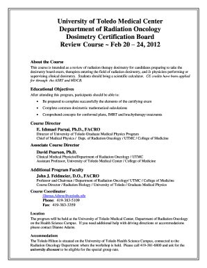 Fillable Online utoledo University of Toledo Medical Center Department ...