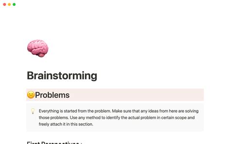 Notion Brainstorm Template