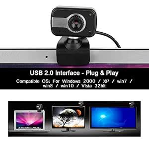 USB HD Web Camera with MIC, 0.3MP Night Vision Webcam Rotate 360 Degree ...