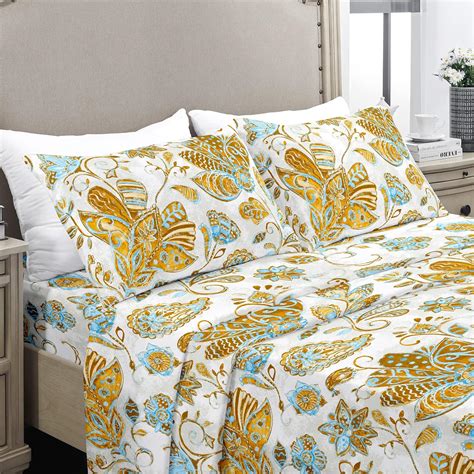 Amazon.com: YIYEA Floral Queen Sheet Set - 1800 Thread Count Brushed ...