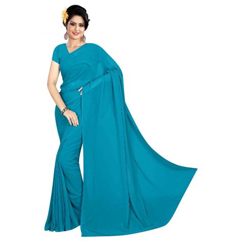 Adorable Georgette Plain Saree With Blouse piece – Jagstore.in