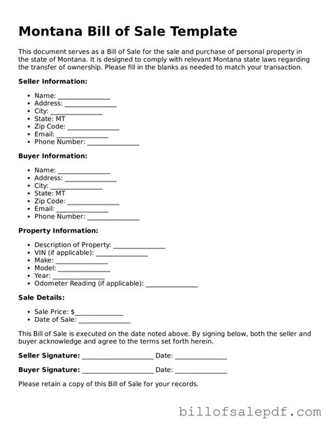 Get Montana Bill of Sale Template • Bill of Sale PDFs