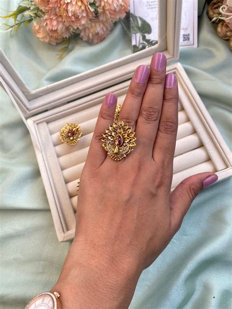 Antique Peacock Free Size Ring – Daivik.in