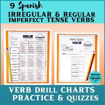 Spanish IMPERFECT TENSE Regular/Irregular Verb Conjugation Chart ...