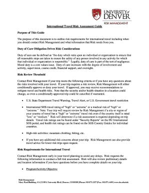 Fillable Online International Travel Risk Assessment Guide Fax Email ...