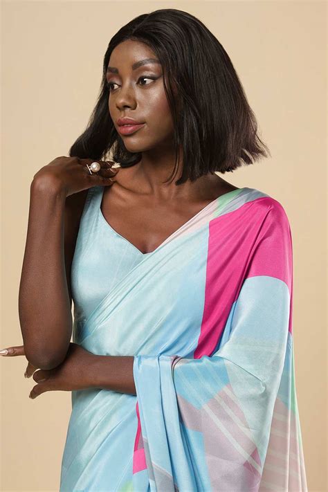 Buy Kriss Turquoise Abstract Crepe Saree Online - OMS India