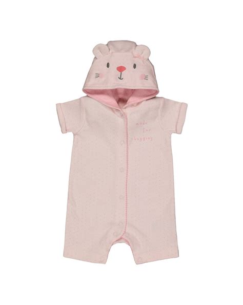 Buy Girls Half Sleeves Romper Polka Dot With Novelty Hood - Pink Online ...