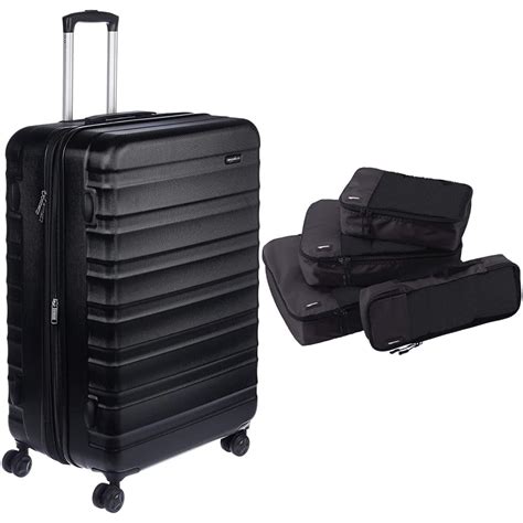 Buy AmazonBasics 78 cm Black Hardsided Check-in Trolley Bag Organizer ...