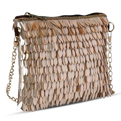 Buy CUTDANA by Sunakshi Hand Embellished Golden Leaf Sling Bag ...