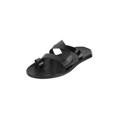 Buy Mochi Men Black Faux Leather Thong Chappal UK/6 EU/40 (16-870) at ...