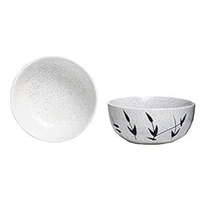 Caffeine Ceramic Handmade White Bamboo Soup Bowl with Spoon (Set of 2 ...