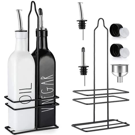 Ucraft Kitchen Oil and Vinegar Dispenser Set - Farmhouse Olive and ...