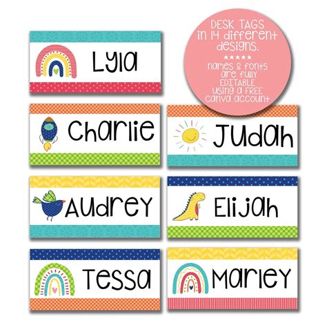Editable Desk Name Labels Name Plates Instant Downloads - Etsy.de ...