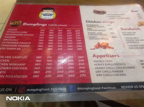 Menu at Dumpling Hood Panchkula, Panchkula