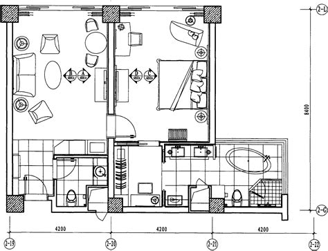 六层商务套房平面布置图 1:75-五星级酒店设计施工-图片