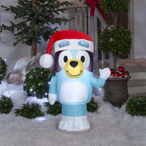 Gemmy Christmas Airblown Inflatable Bluey in Santa Hat Bluey, 3.5 ft T ...