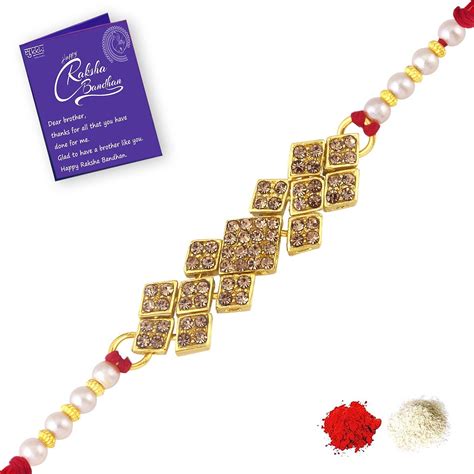 Buy Sukkhi Beguiling Gold Plated Rakhi with Roli Chawal and Raksha ...