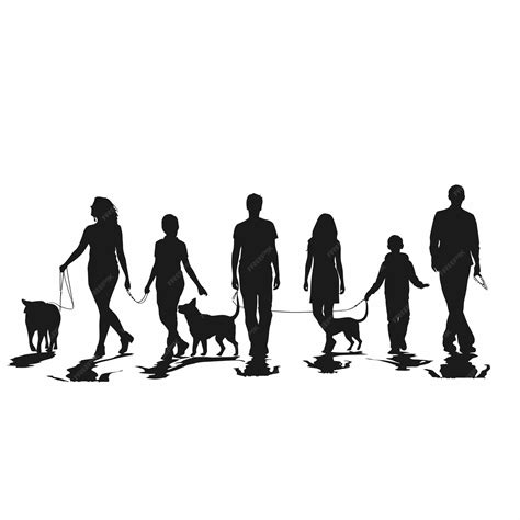 Premium Vector | Black_silhouettes_of_families_in_walking_vector