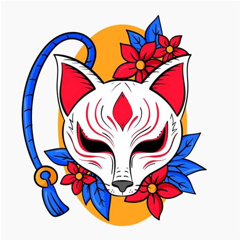Hand getekende platte ontwerp kitsune illustratie | Gratis Vector