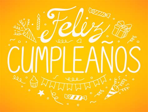 Letras de feliz cumpleaños en español. texto escrito a mano feliz cumpleanos con elemento de ...