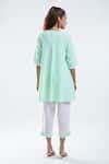 Buy Green Georgette Plain Round Neck Bias Long Top With Pant For Women ...