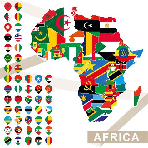 Mapa vetorial da África com bandeiras | Vetor Premium