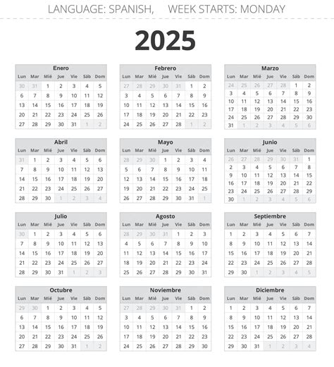 Printable Spanish Calendar