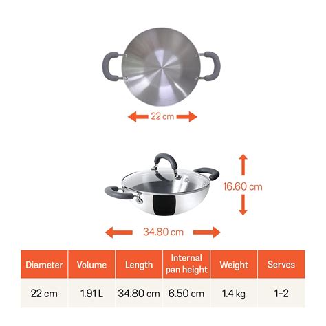 Tri ply Stainless Steel 22cm Kadai | Meyer Trivantage