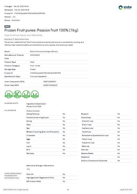 BOI025 Frozen Fruit Puree: Passion Fruit Product Overview - Studocu