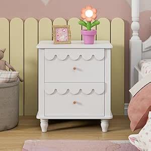 TBIC Elegant Versatile Cute Cloud Shape Nightstand,2 Drawer Side Table ...