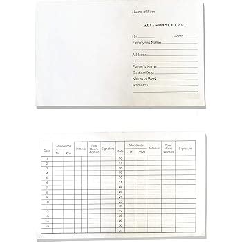 LRS Labour Daily Attendance/Muster Card/Wages Card - Monthly Attendance ...