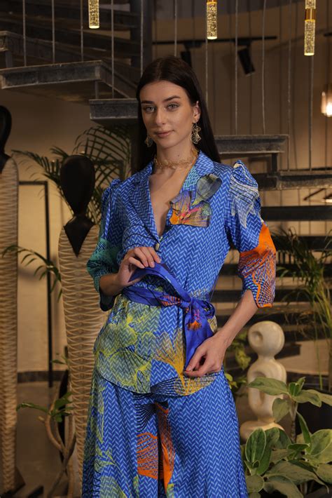 Lapiz blue printed peplum jacket with palazzo pants set – Ankur j