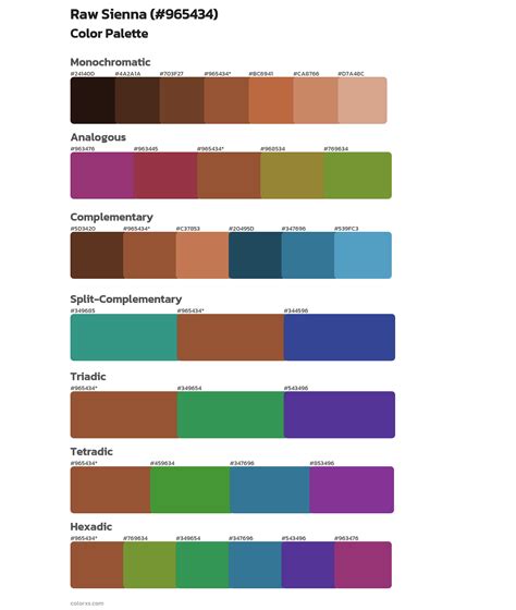 Raw Sienna color palettes - colorxs.com