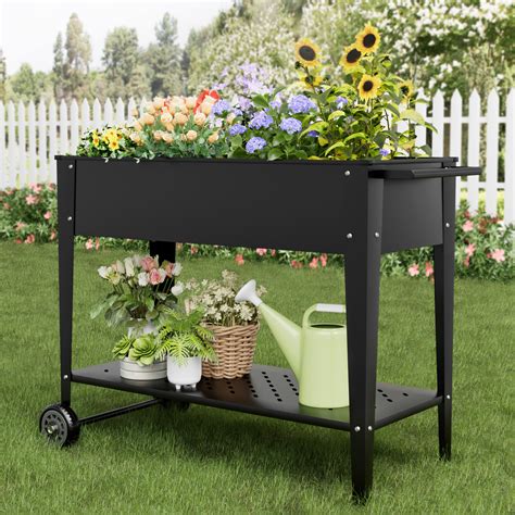 Freeport Park® Hundt Steel Raised Garden Bed Cart, Outdoor Metal ...