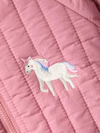 JoJo Maman Bébé Kids' Quilted Unicorn Bomber Jacket, Pink