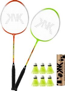 chist Aluminum Badminton Kit Racket Set of 2 with Nylon Shuttles 6 ...